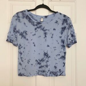 Nordstrom BP Tonal Blue (Light Blue & Navy) Tie Dye Cropped Cotton T-Shirt